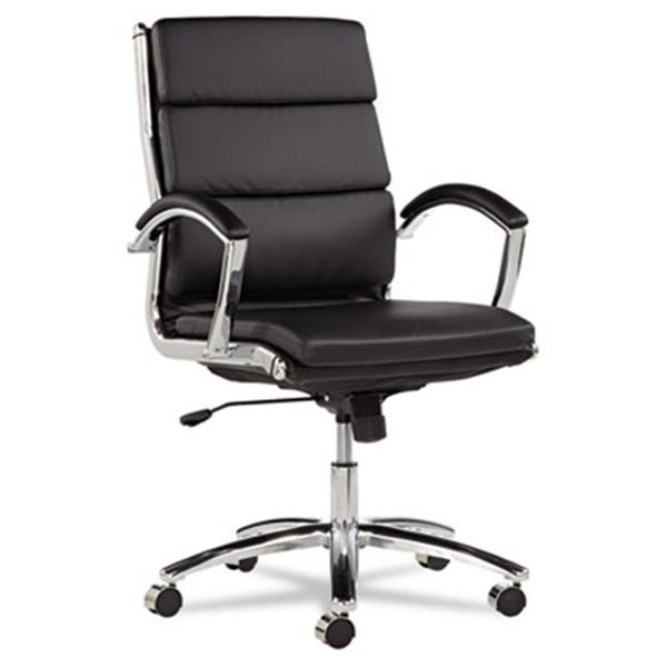 Finefabrics Neratoli Mid-Back Swivel-Tilt ChairBlack LeatherChrome Frame FI619703